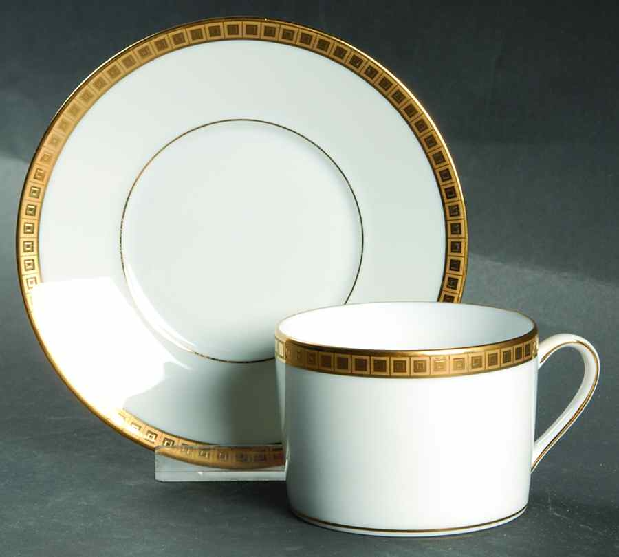 Athena Gold Flat Cup & Saucer Set by Bernardaud-1