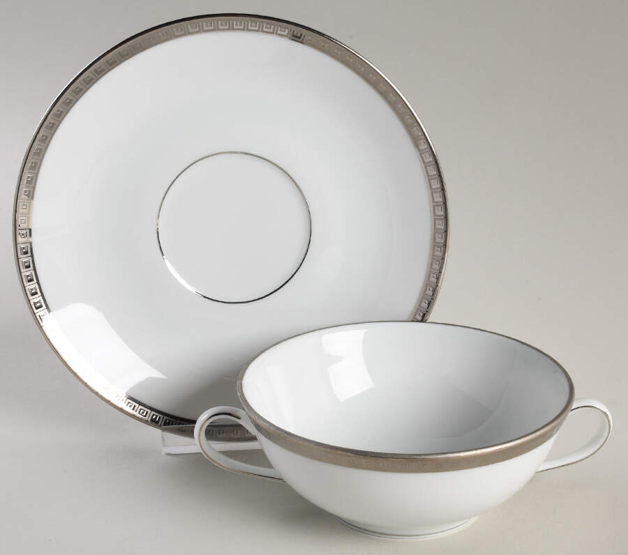 Athena Platinum Flat Cream Soup Bowl & Saucer Set by Bernardaud-1