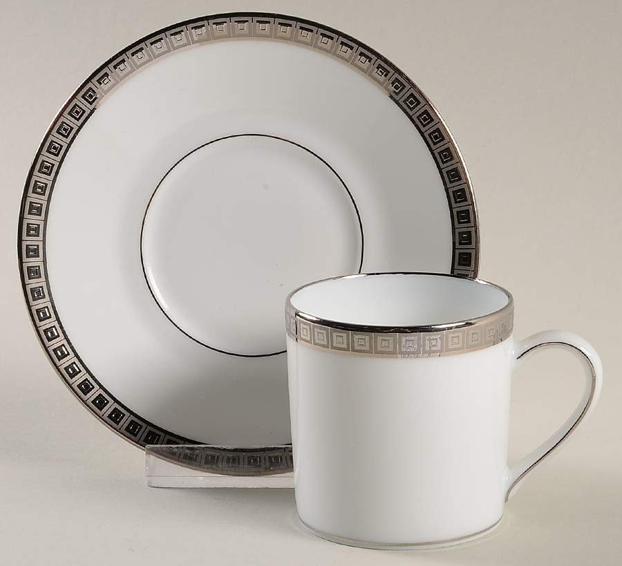 Athena Platinum Flat Demitasse Cup & Saucer Set by Bernardaud-1