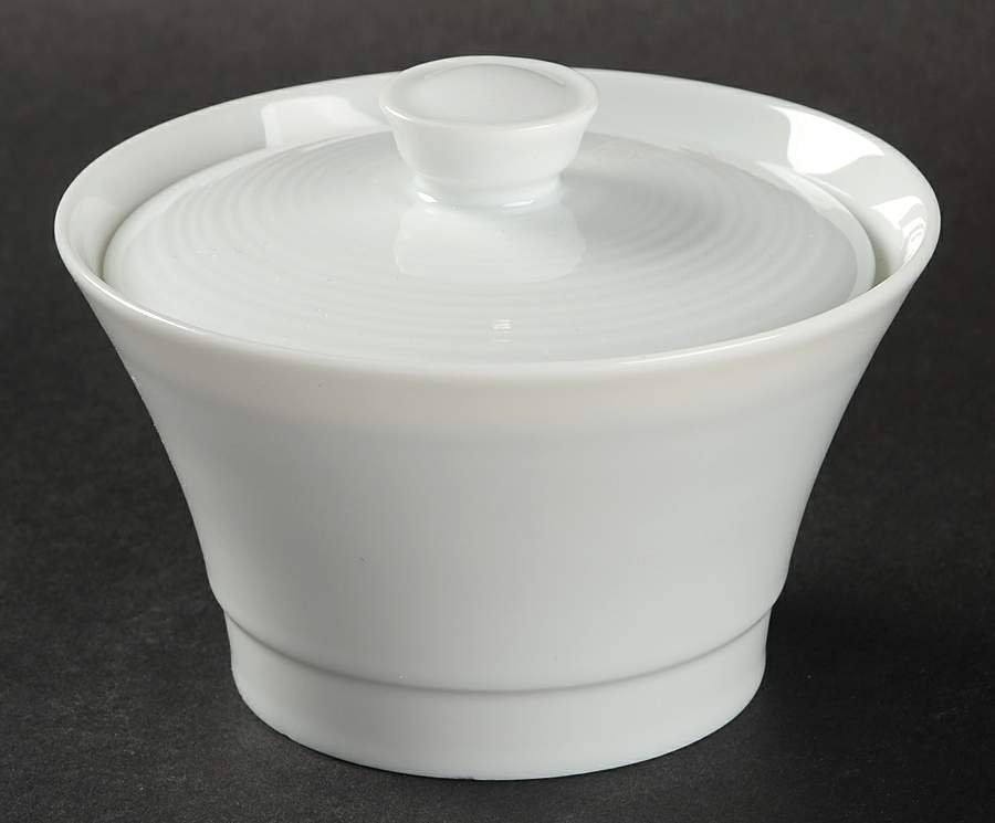 Fusion White Sugar Bowl & Lid by Bernardaud-1