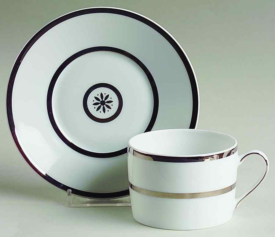 Sparte Platinum Flat Cup & Saucer Set by Bernardaud-1