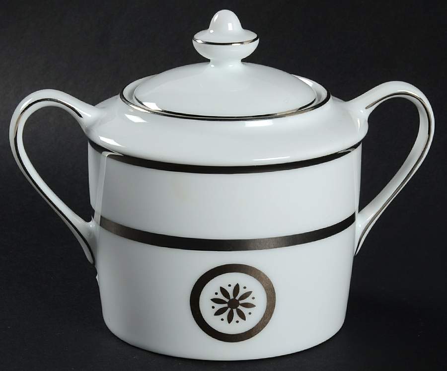 Sparte Platinum Sugar Bowl & Lid by Bernardaud-1