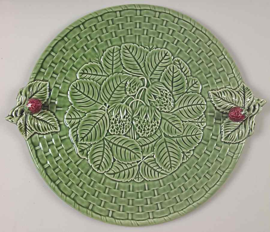 Strawberry Service Handled Cake Plate by Bordallo Pinheiro-1