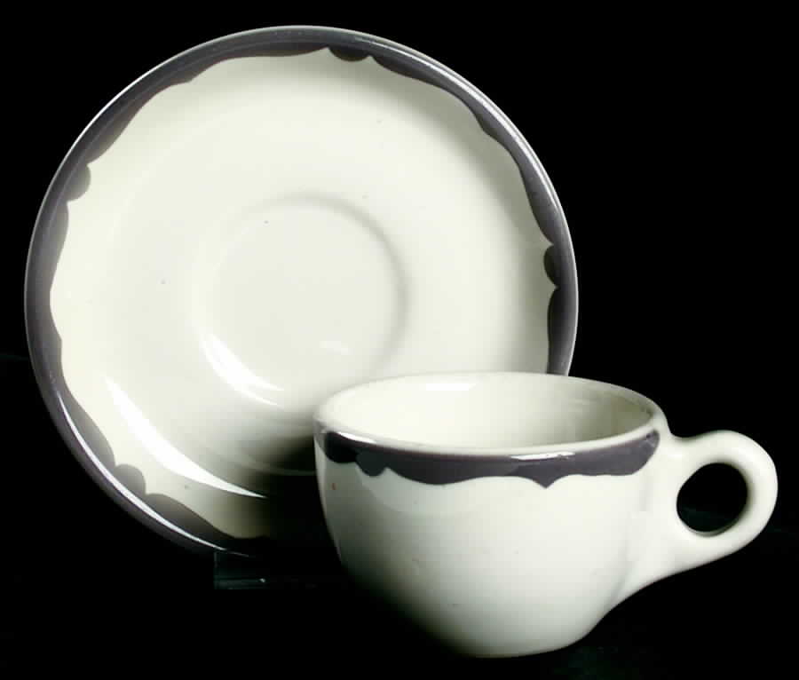 BUF92 Flat Cup & Saucer Set by Buffalo Pottery-1