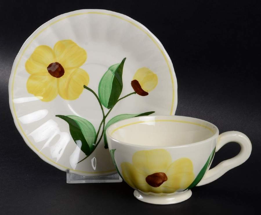Celandine Footed Cup & Saucer Set by Blue Ridge Southern Pottery-1