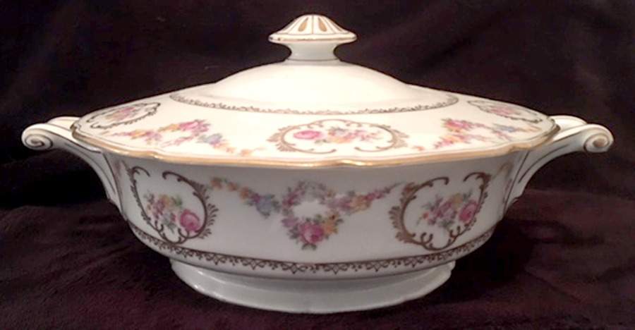 Imperial Rose (Cream Background) Round Covered Vegetable by Baronet-1