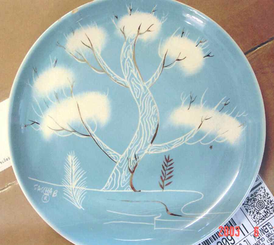 Smoke Tree Aqua Salad Plate by Sascha Brastoff-1