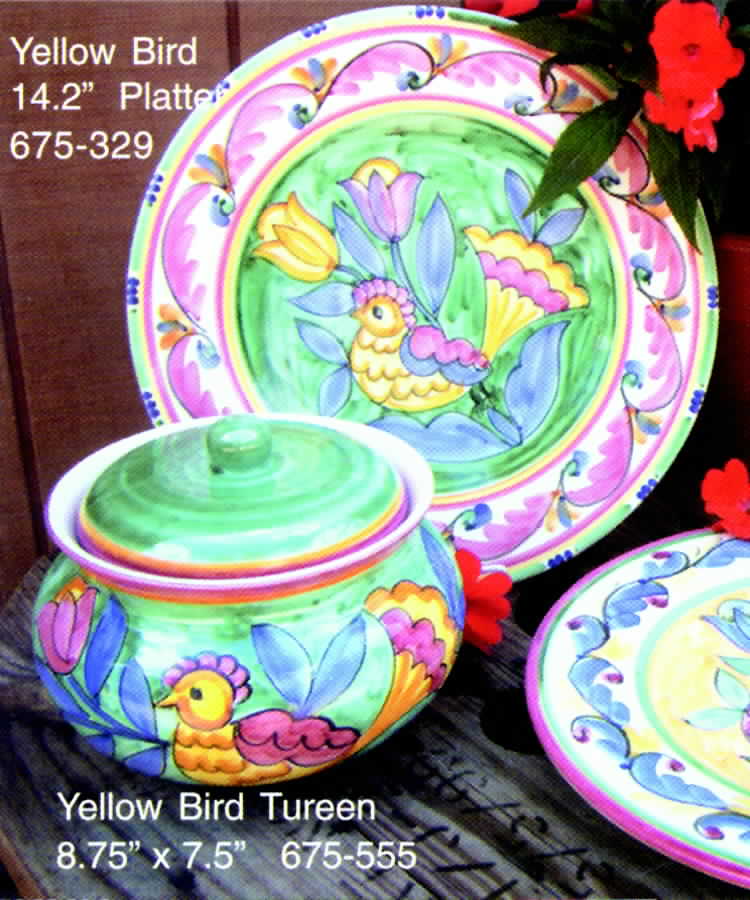 Yellow Bird Chop Plate (Round Platter) by Belari-1