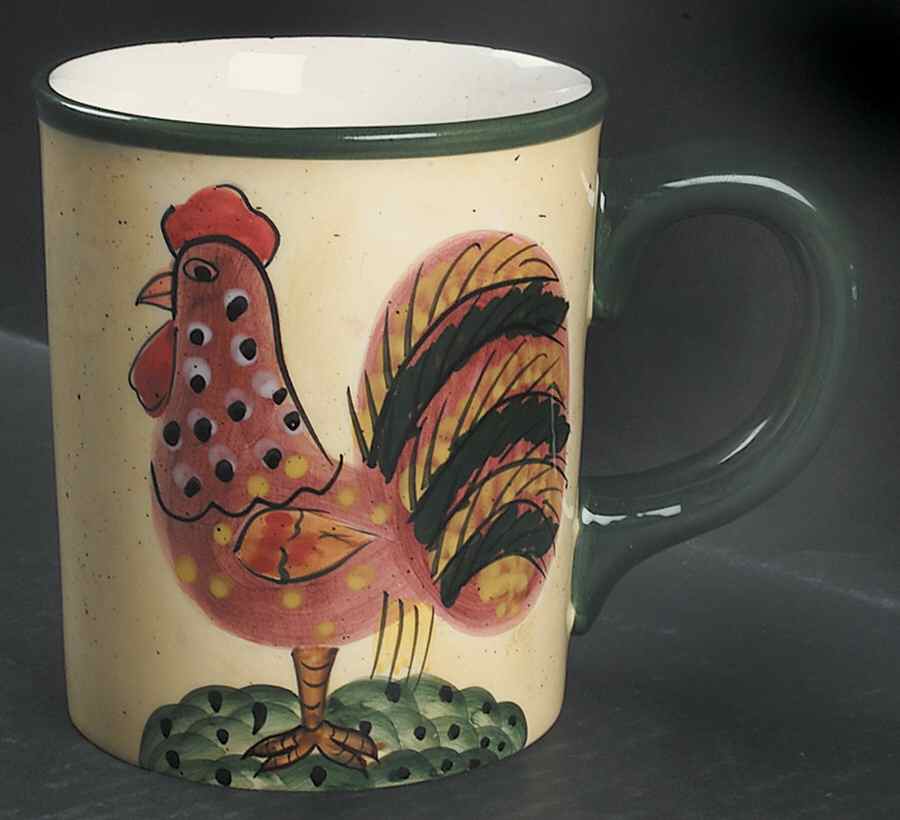 Red Check Rooster (Green Trim) Mug by Baum Brothers-1