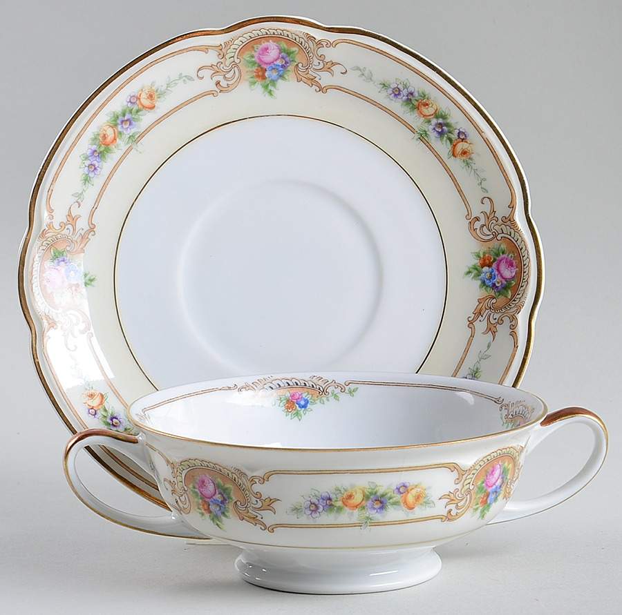 BLK108 Footed Cream Soup Bowl & Saucer Set by Black Knight-1