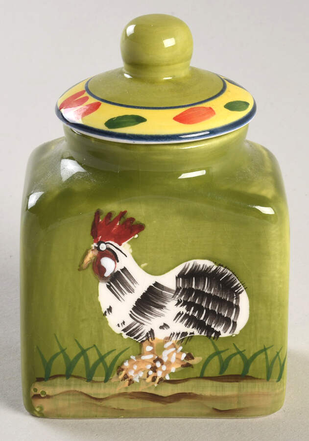 Provence Rooster Collection Small Spice Jar & Lid by Baum Brothers-1
