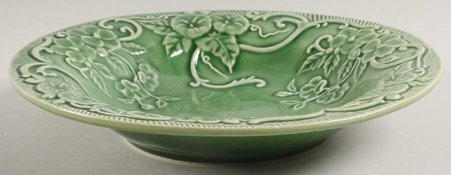 Flowers Green Rim Soup Bowl by Bordallo Pinheiro-1