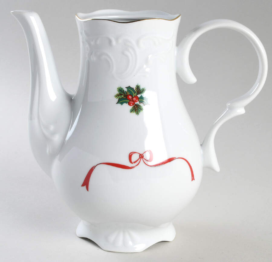 Basket of Cheer (Scalloped, Swirl Embossed) Coffee Pot No Lid by Baum Brothers-1