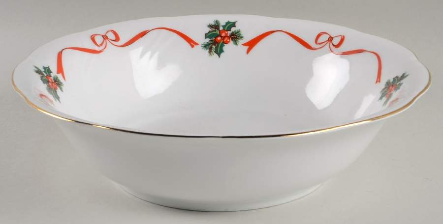 Basket of Cheer (Scalloped, Swirl Embossed) 9" Round Vegetable Bowl by Baum Brothers-1