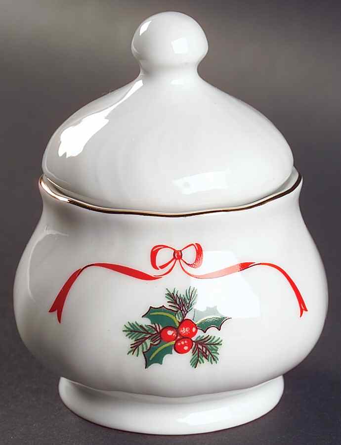 Basket of Cheer (Scalloped, Swirl Embossed) Sugar Bowl & Lid by Baum Brothers-1