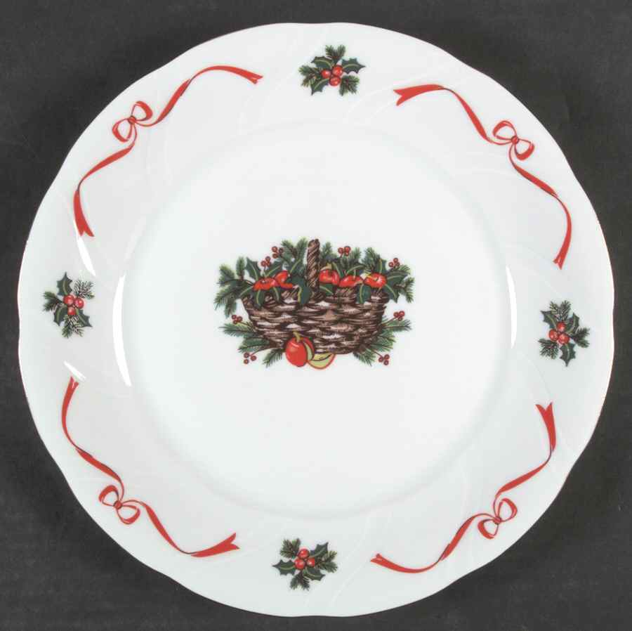 Basket of Cheer (Scalloped, Swirl Embossed) Dinner Plate by Baum Brothers-1
