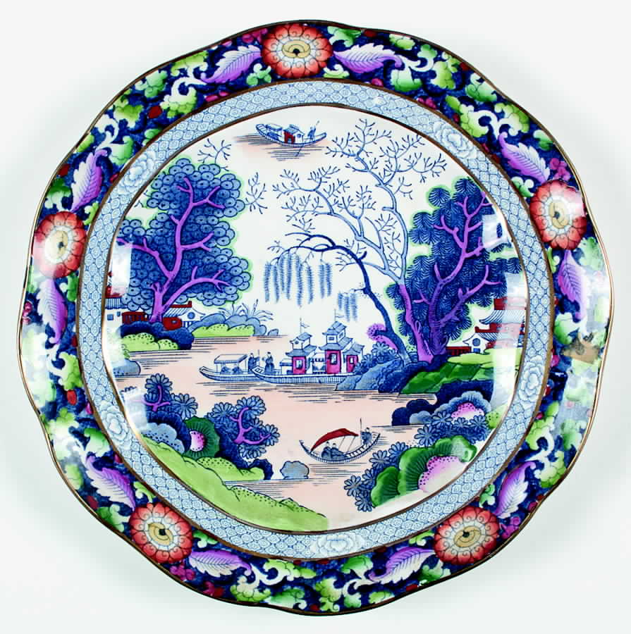 Ming (Multicolored, No Floral Inset Rim) Luncheon Plate by Booths-1
