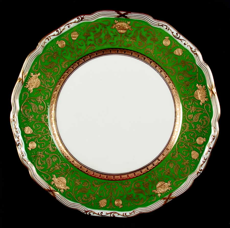 Eldorado Green (Stripe and Scroll Edge) Luncheon Plate by Black Knight-1
