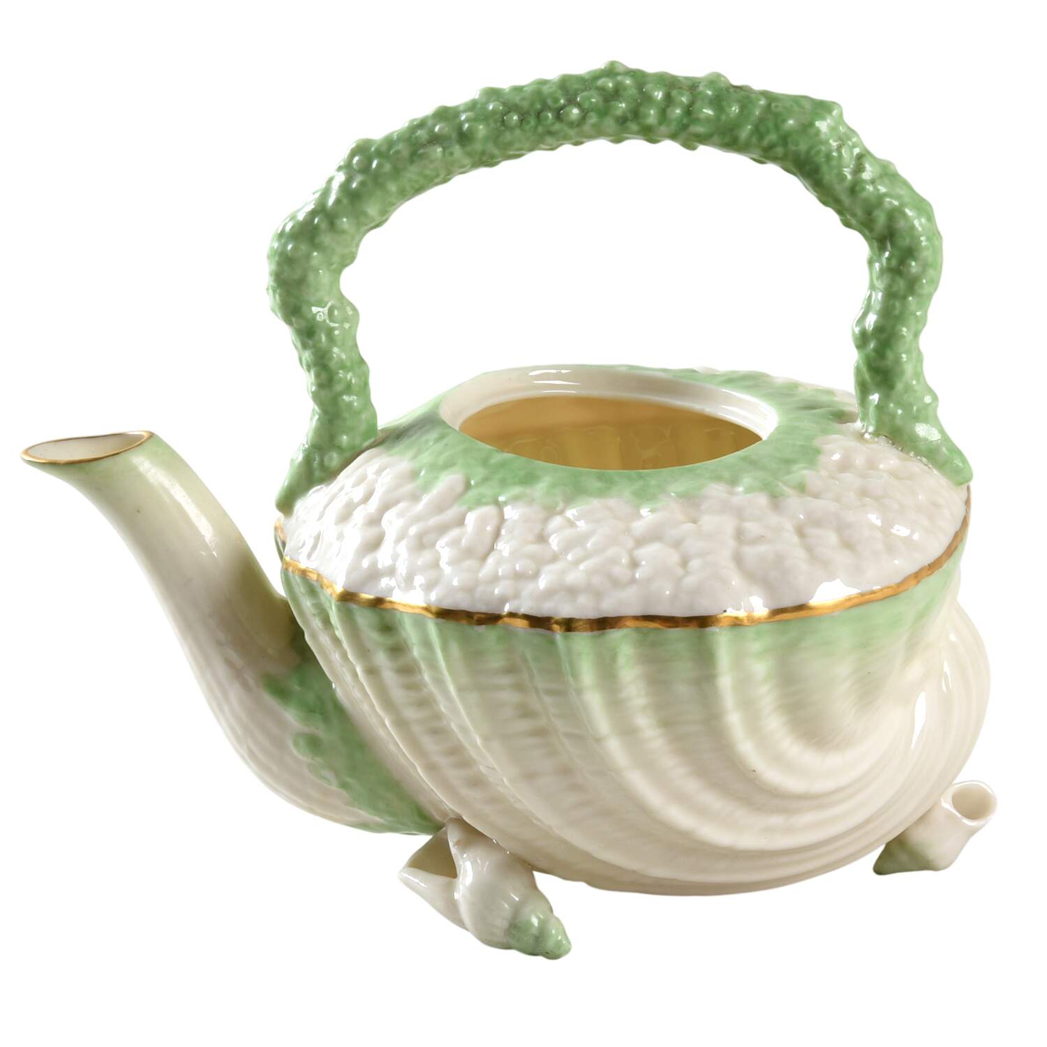 Neptune Green Teapot No Lid by Belleek Pottery (Ireland)-1