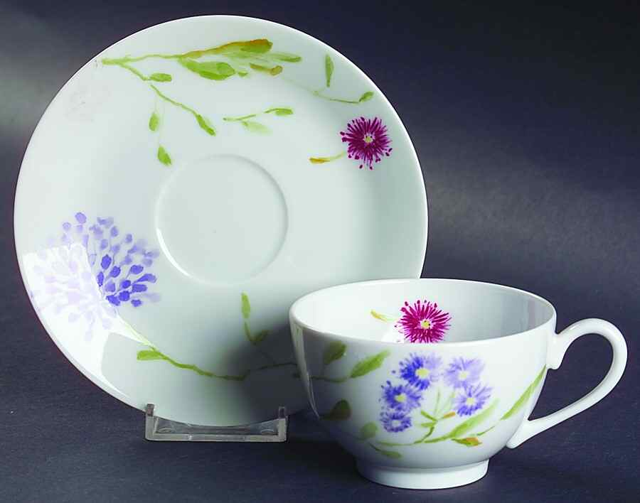 Flora Flat Cup & Saucer Set by Bernardaud-1