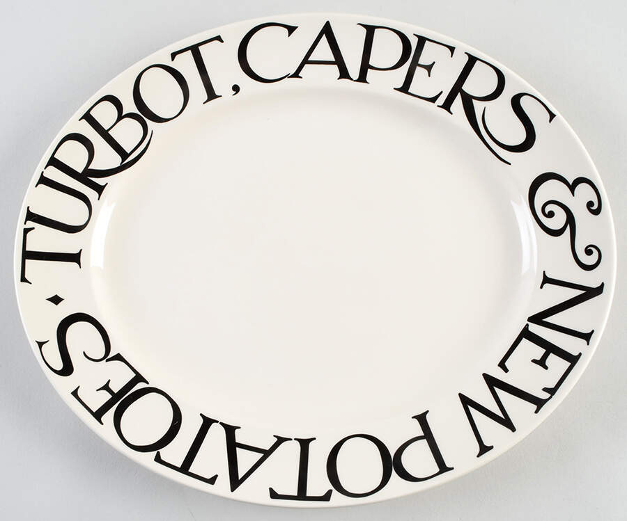 Black Toast & Marmalade 14" Oval Serving Platter by Emma Bridgewater-1
