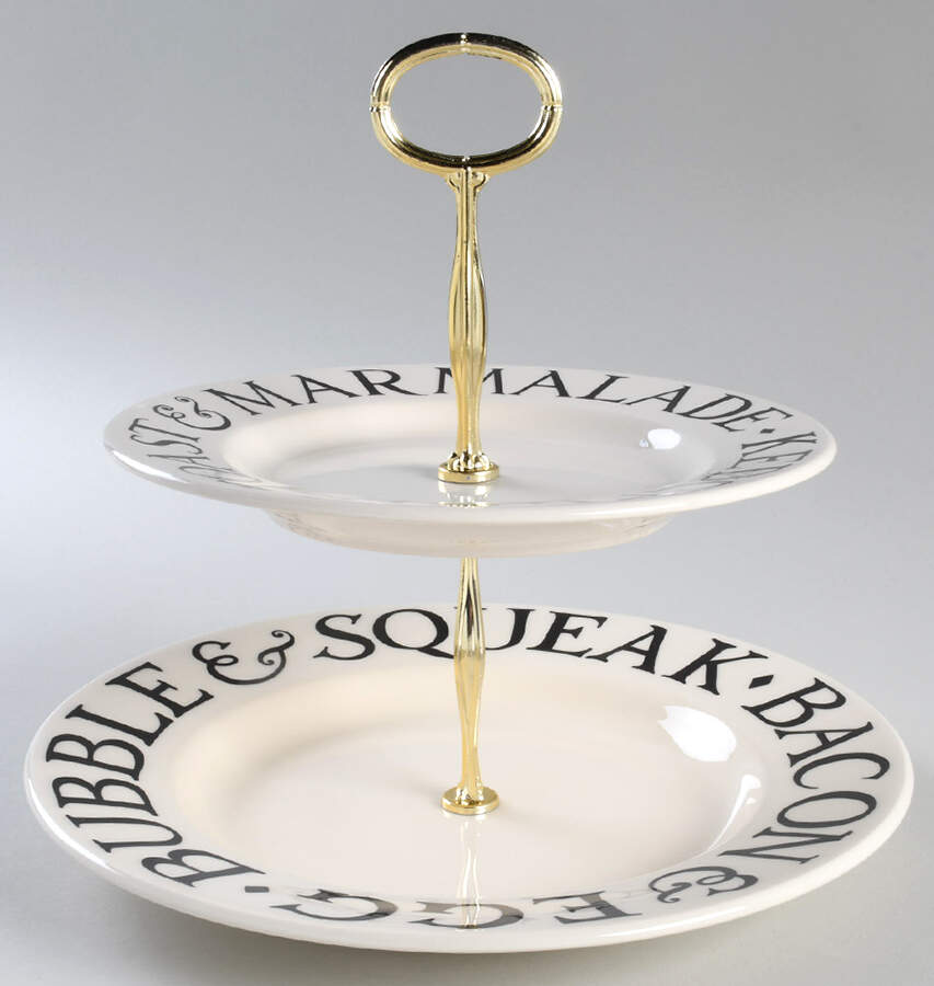 Black Toast & Marmalade 6 5/8"-10"  2 Tiered Serving Tray (Dp, Sp) HC by Emma Bridgewater-1