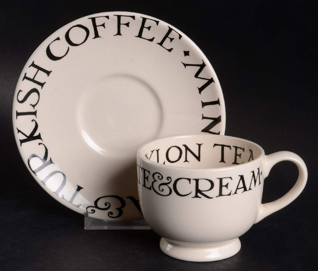 Black Toast & Marmalade Footed Cup & Saucer Set by Emma Bridgewater-1