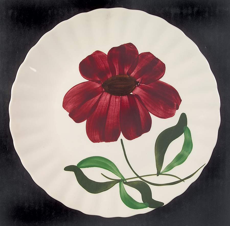 Red Flower Dinner Plate by Blue Ridge Southern Pottery-1