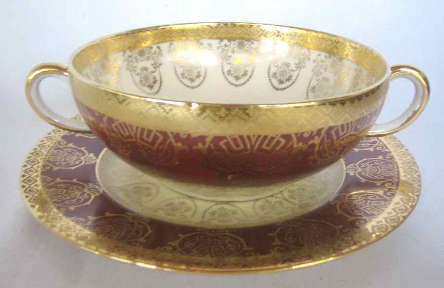 BLK119 Footed Cream Soup Bowl & Saucer Set by Black Knight-1