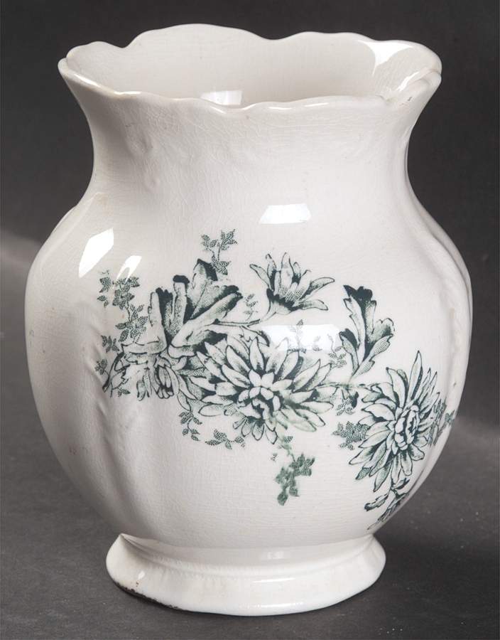 Chrysanthemum Green 5" Brush Vase by Buffalo Pottery-1