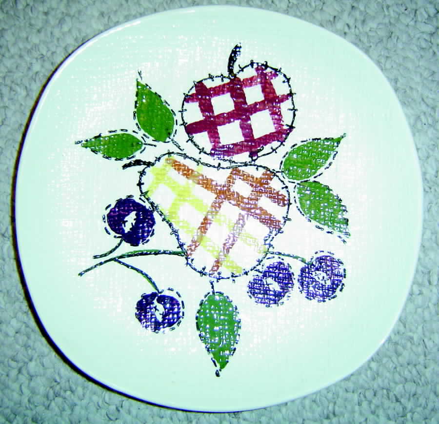 Quilted Fruit Salad Plate by Blue Ridge Southern Pottery-1