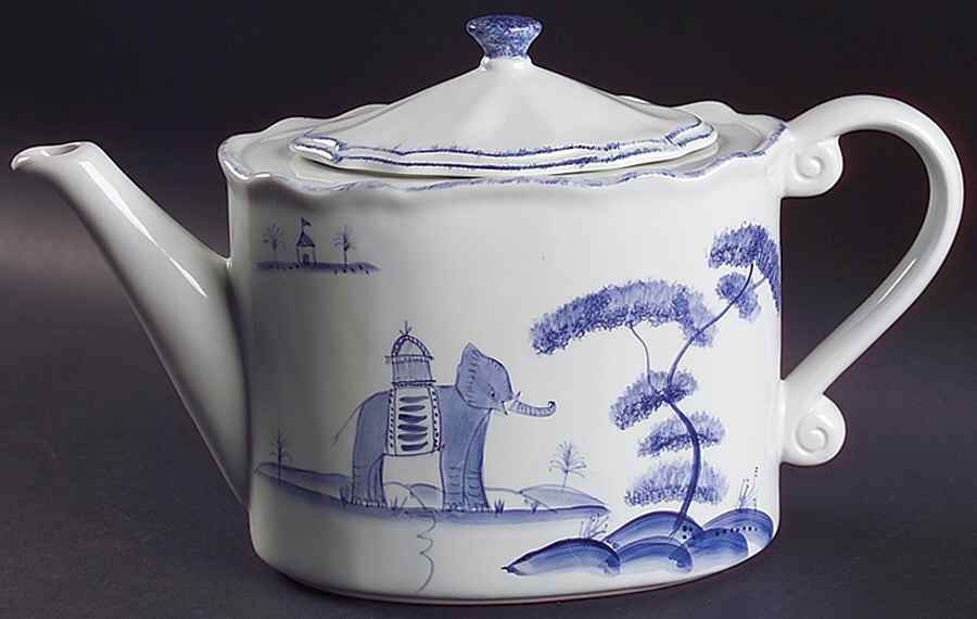 Animal Landscape Blue Teapot & Lid by Baum Brothers-1