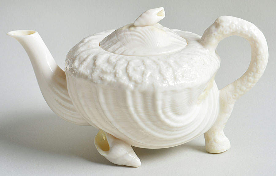 Neptune White Teapot & Lid by Belleek Pottery (Ireland)-1