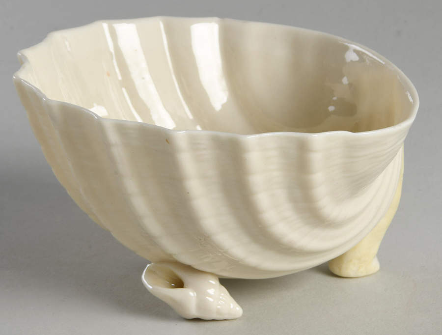 Neptune White 4" Shell Shaped Bowl by Belleek Pottery (Ireland)-1