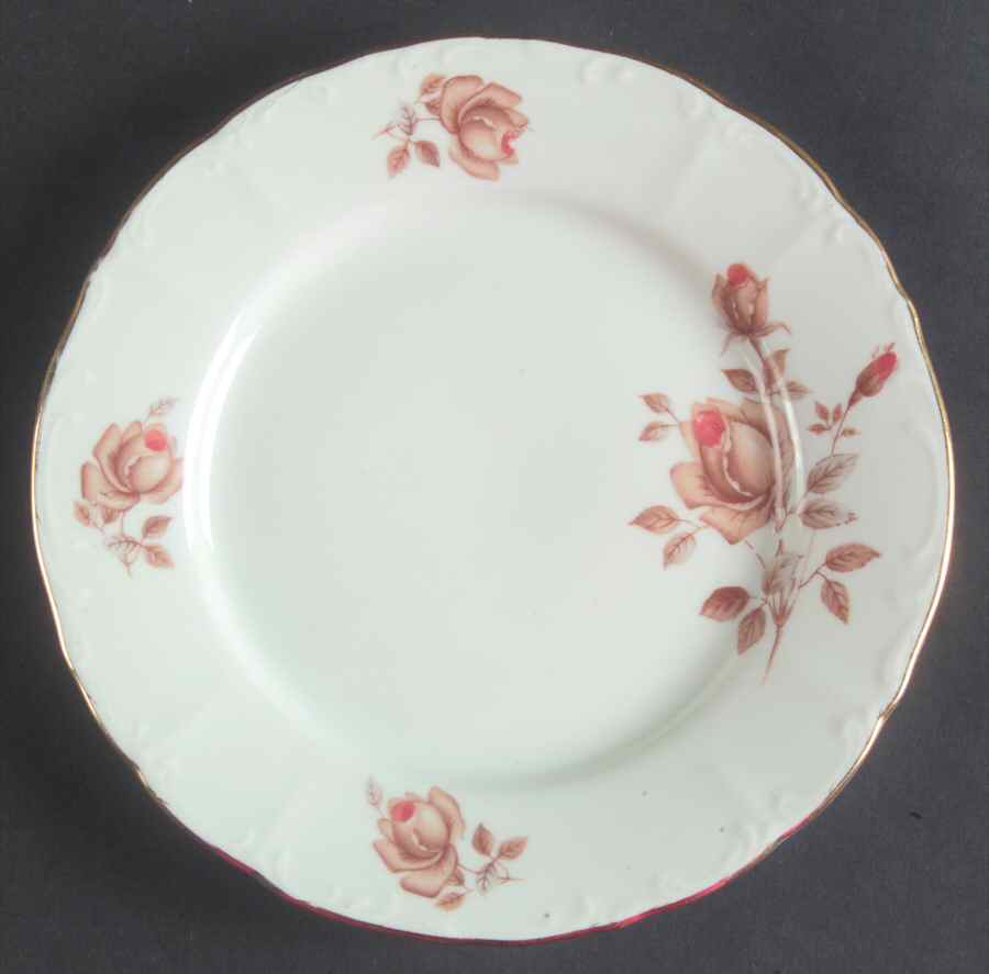 Alpin Rose (Roses on Side) Bread & Butter Plate by Bohemia Ceramic Works-1