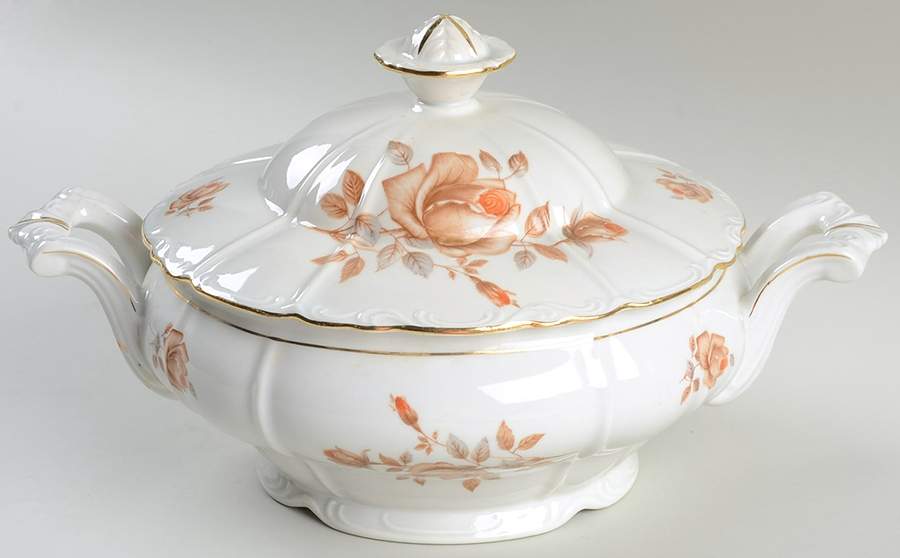 Alpin Rose (Roses on Side) Round Covered Vegetable by Bohemia Ceramic Works-1