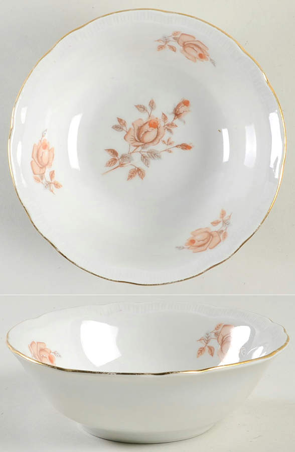 Alpin Rose (Roses Center, Embossed Ribs) Coupe Cereal Bowl by Bohemia Ceramic Works-1
