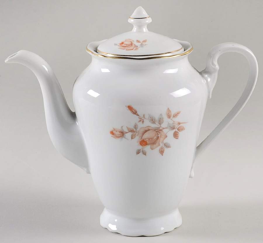 Alpin Rose (Roses Center, Embossed Ribs) Coffee Pot & Lid by Bohemia Ceramic Works-1