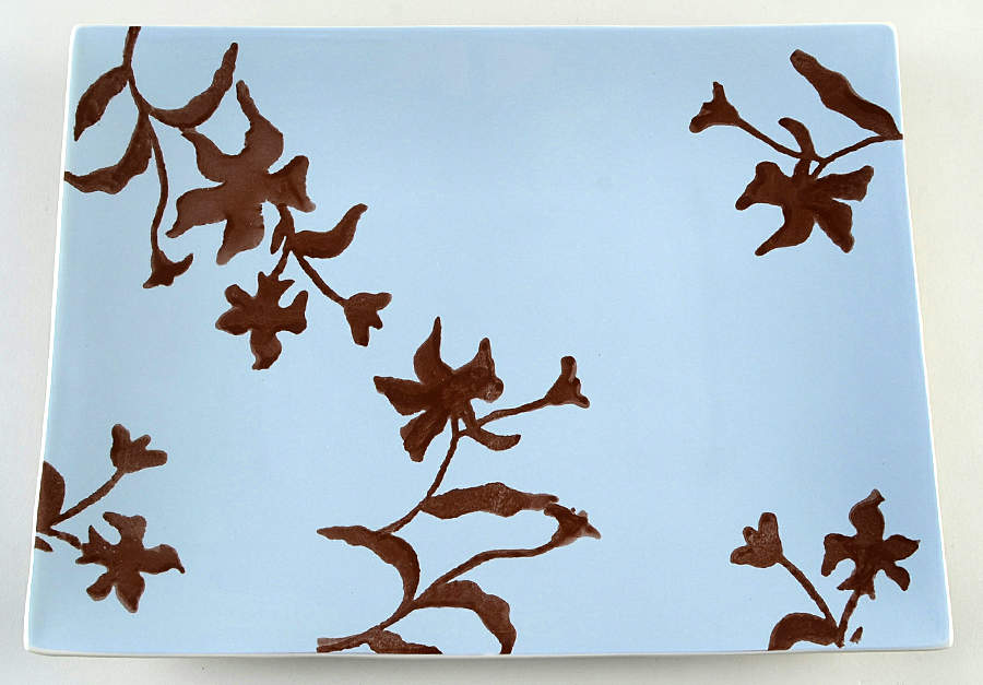 Chocolate Montalla Cornflower Blue 15" Rectangular Serving Platter by Bionda-Bruna, LLC-1
