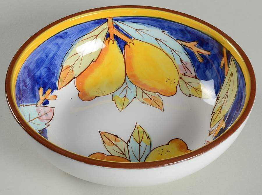 Lemons on Blue Collection Soup/Cereal Bowl by Baum Brothers-1