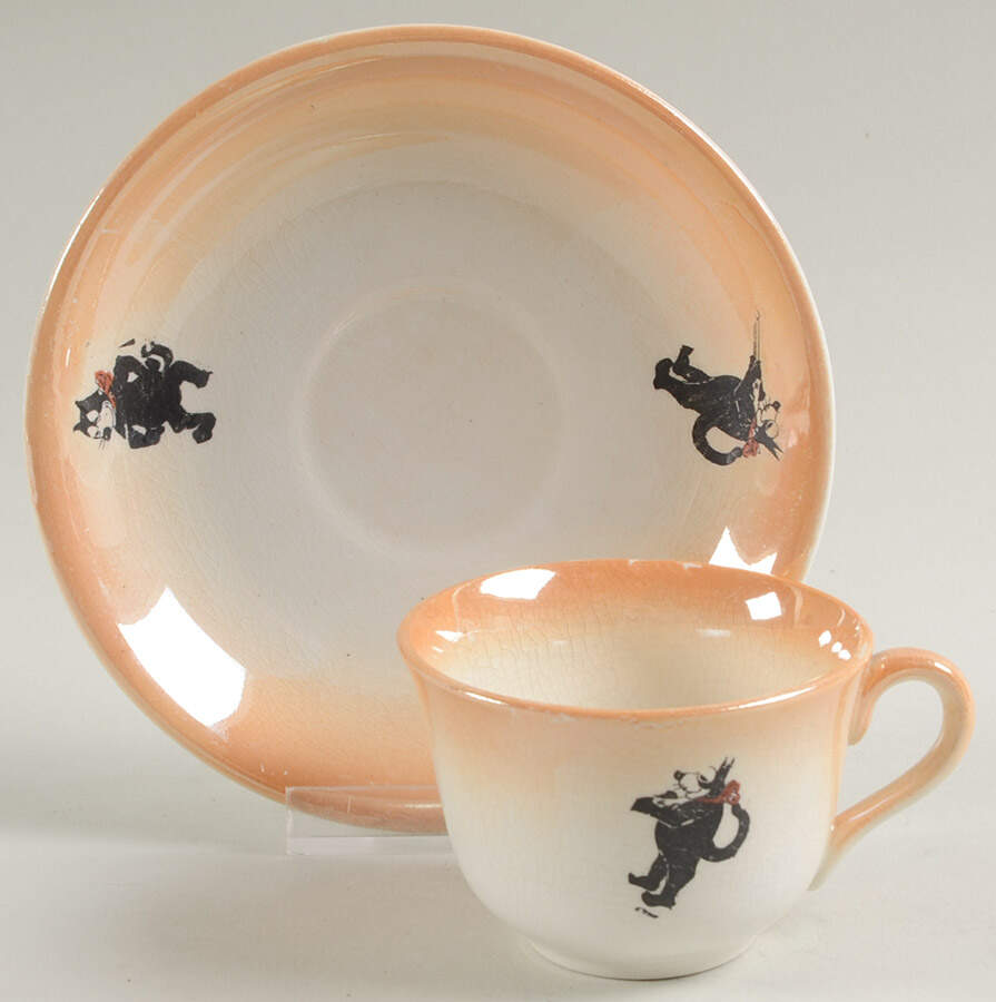 Felix the Cat Footed Cup & Saucer Set by Bennett Potteries-1