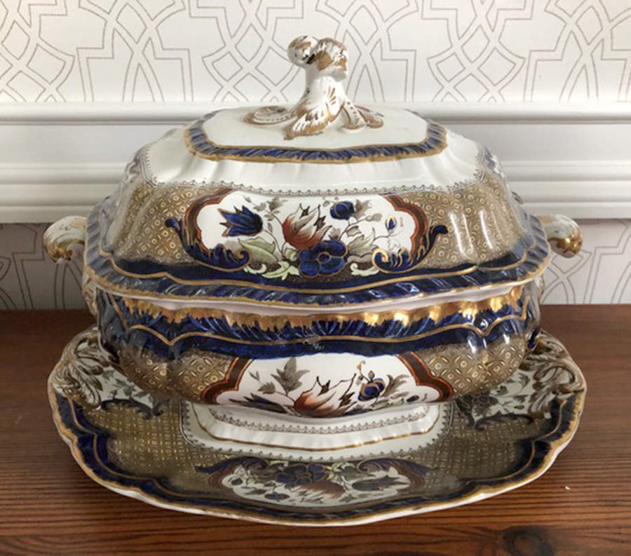 Victoria Tureen & Lid w/Underplate by Booths-1