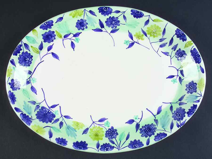 Mint Trellis 14" Oval Serving Platter by Block-1