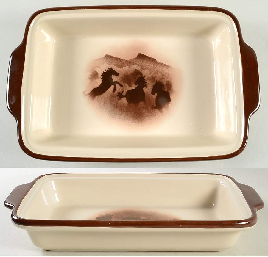 Wild Horse II 13"  Rectangular Baker by Big Sky Carvers-1