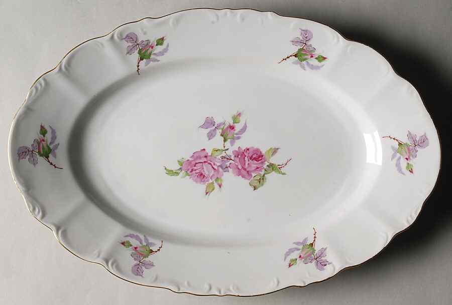 BOH165 (Scrolls, Ribs) 13" Oval Serving Platter by Bohemia Ceramic Works-1