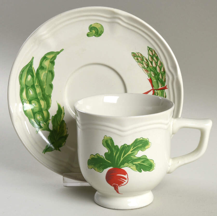 Vegetables Italienne Footed Cup & Saucer Set by Georges Briard-1