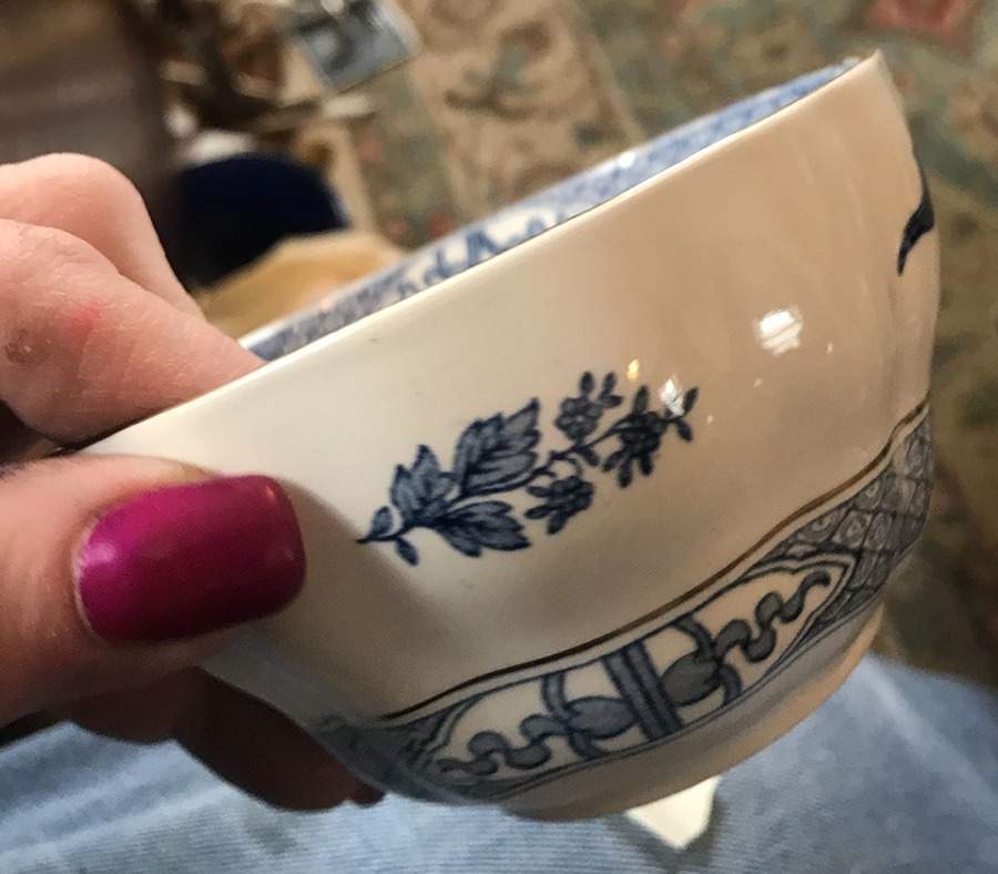 Dragon Blue (Gold Trim) Cranberry Bowl by Booths-1