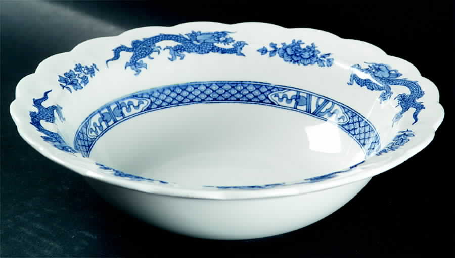 Dragon Blue (Gold Trim) 9" Round Vegetable Bowl by Booths-1