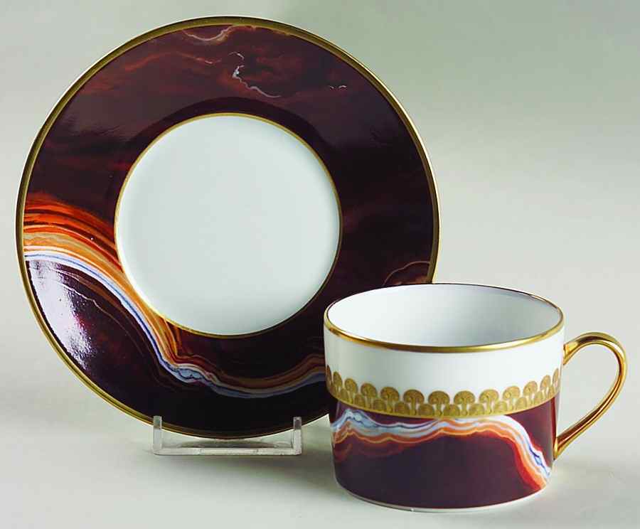 Oriental Alabaster Flat Cup & Saucer Set by Bernardaud-1