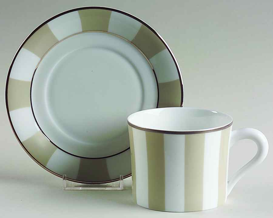 Galerie Royale Linen (Grege) Flat Cup & Saucer Set by Bernardaud-1